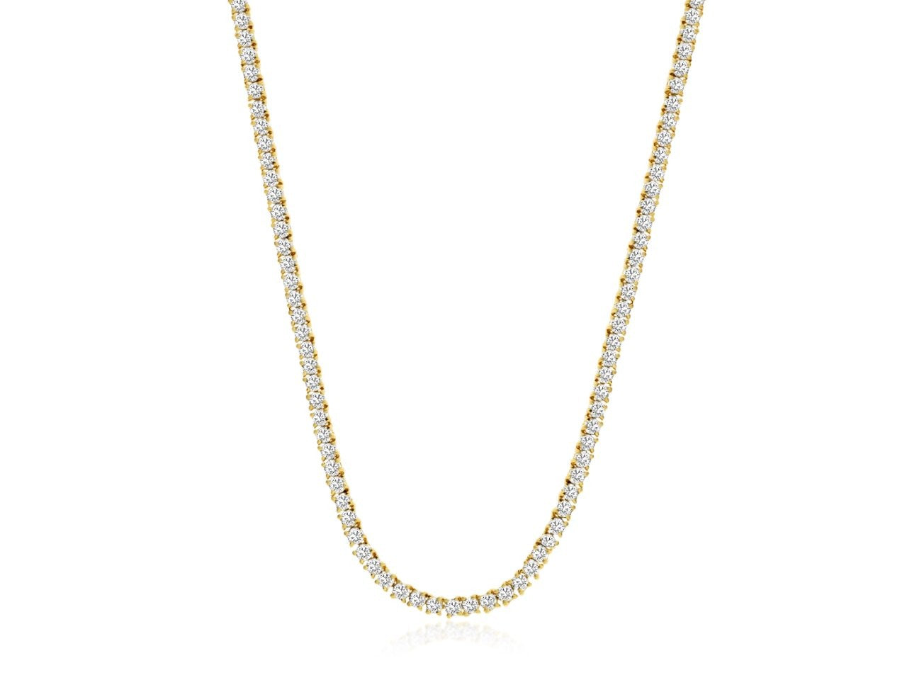Lady's Yellow 14 Karat Riviera Necklace Length 18 With = 1.70Tw Round I I1 Diamonds