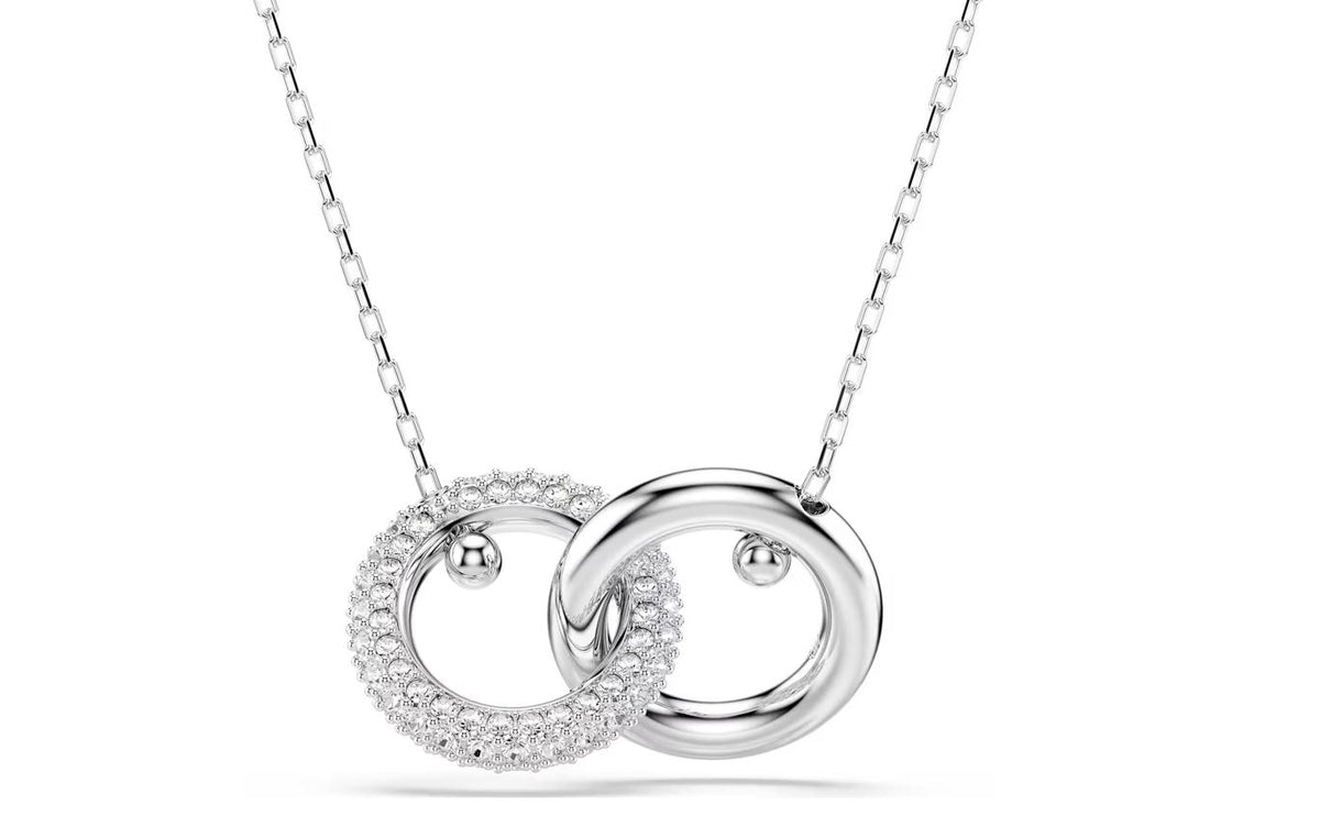 Dextera pendant Interlocking loop, White, Rhodium plated