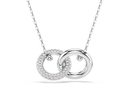 Dextera pendant Interlocking loop, White, Rhodium plated