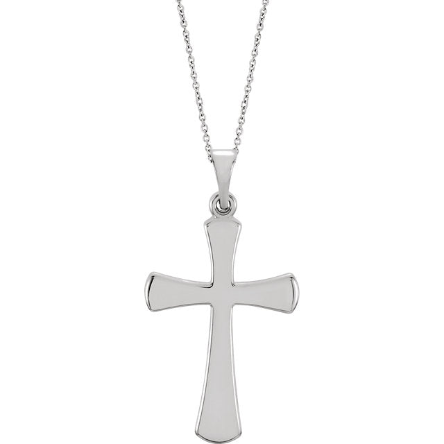 14K White 19.3x11.4 mm Cross 18" Necklace