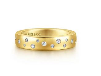 14K Yellow Gold Burnish Diamond Anniversary Band