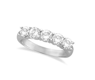 14K White 5 Stone Lab Grown Diamond Band 1 1/2tw