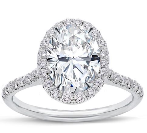 14K White Preset Lab Grown Engagement Ring w/ 1 1/2ct Oval Center
