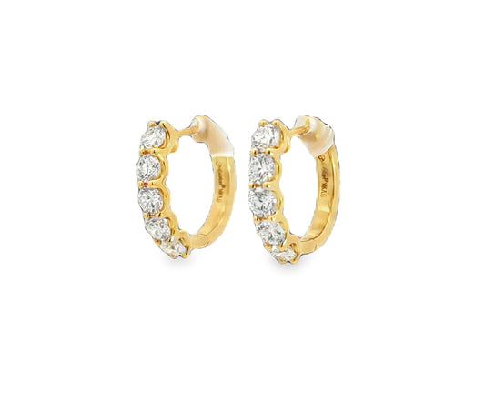 14K Yellow 2tw Lab Grown Diamond Hoops