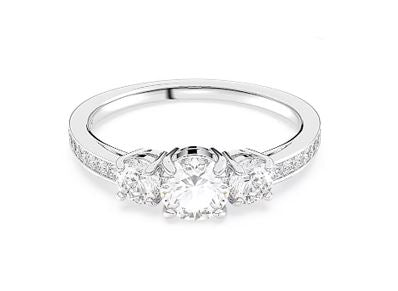 Attract Trilogy ring Round cut, White, Silver-tone finish 55