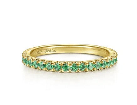 14K Yellow Gold Emerald Stacklable Ring
