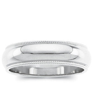 White 14 Karat Milgrain Wedding Band Size 11