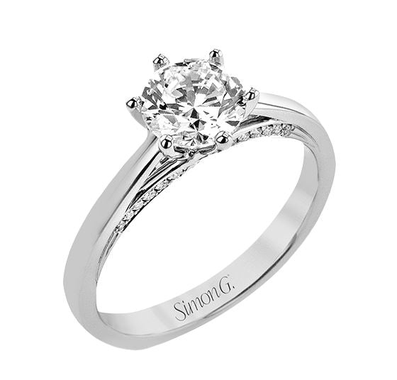 White 18 Karat Prong Ring Size 6.5 With 0.10Tw Round G Vs1 Diamonds