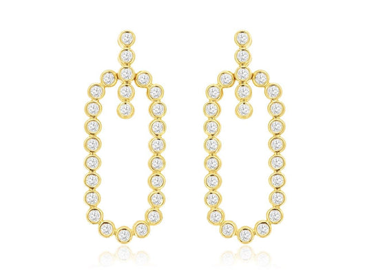 Lady's Yellow 14 Karat Drop Earrings With 0.78Tw Round I I1 Diamonds