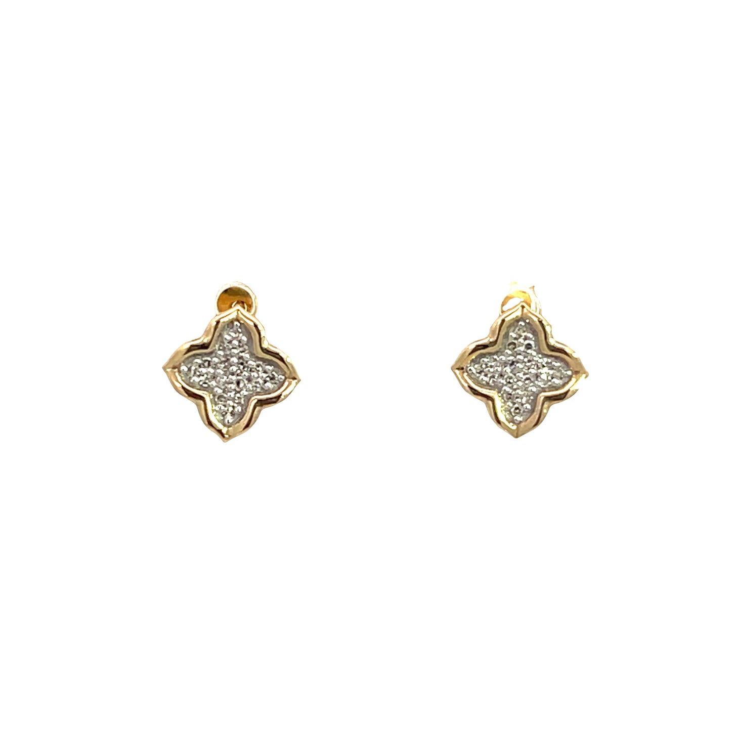 Lady's Yellow 14 Karat Stud Earrings With = 0.10Twt Round I Si1 Diamonds