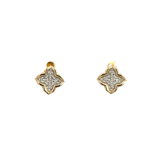 Lady's Yellow 14 Karat Stud Earrings With = 0.10Twt Round I Si1 Diamonds