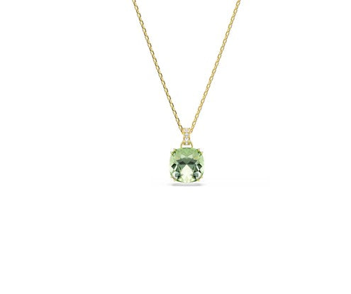 Millenia pendant Cushion cut, Green, 18K gold finish