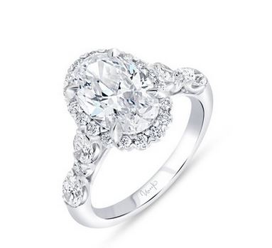 14K White Uneek Timeless Collection Halo Oval Shaped Engagement Ring