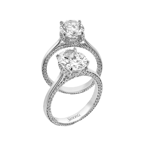 White 18 Karat Hidden Halo Ring Size 6.5 With = 0.46Tw Round G Vs1 Diamonds