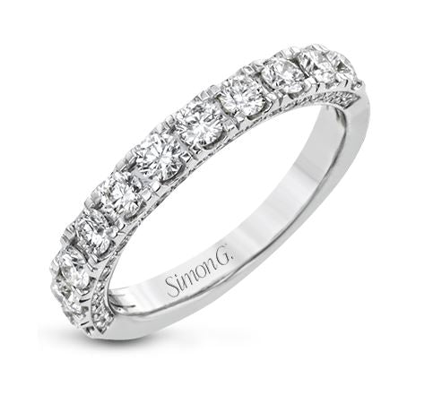 Lady's White 18 Karat Prong Wedding Band Size 6.5 With 1.00Tw Round G Vs1 Diamonds