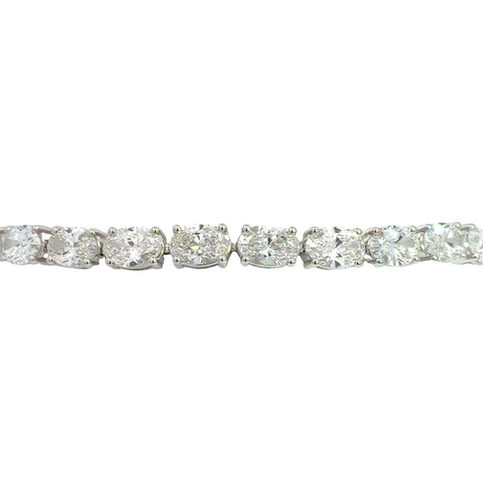 Lady's White 14 Karat Tennis Bracelet With 24 = 15.00Tw Oval G/H Si2 Diamonds