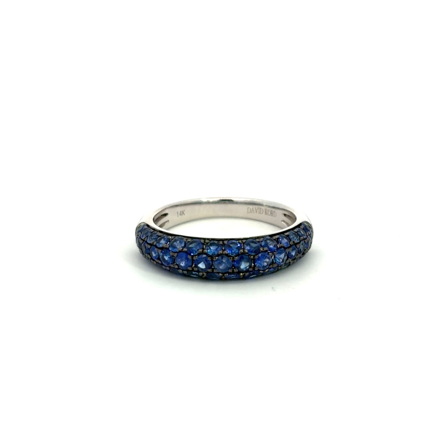 Lady's White 14 Karat Stackable Fashion Ring Size 6.5 With 43 = 1.64Twt Round Sapphires
