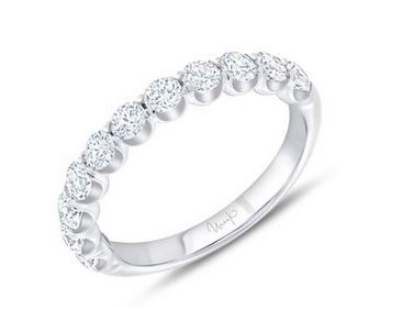 14K White Uneek Timeless Collection 1-Row Wedding Ring