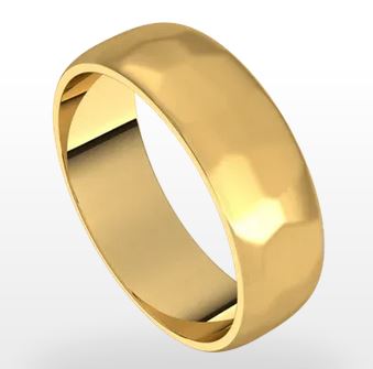 Yellow 14 Karat Hammered Half Round Light Wedding Band Size 11