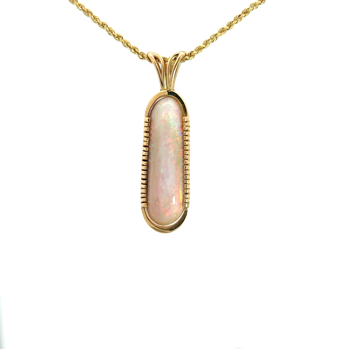 Preowned 14K Yellow Opal Pendant with 16" Rope Chain