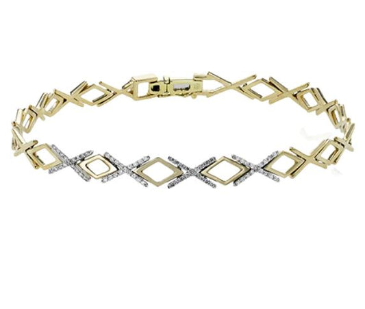 Lady's Two-Tone 14 Karat Tennis Bracelet Length 268499 With 68 = 0.27Tw Round G Vs1 Diamonds