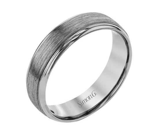 Gray 14 Karat Satin Gentleman Wedding Band Size 10