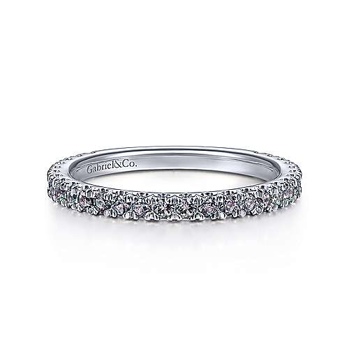 14k White Gold Manmade Alexandrite Stackable Ring