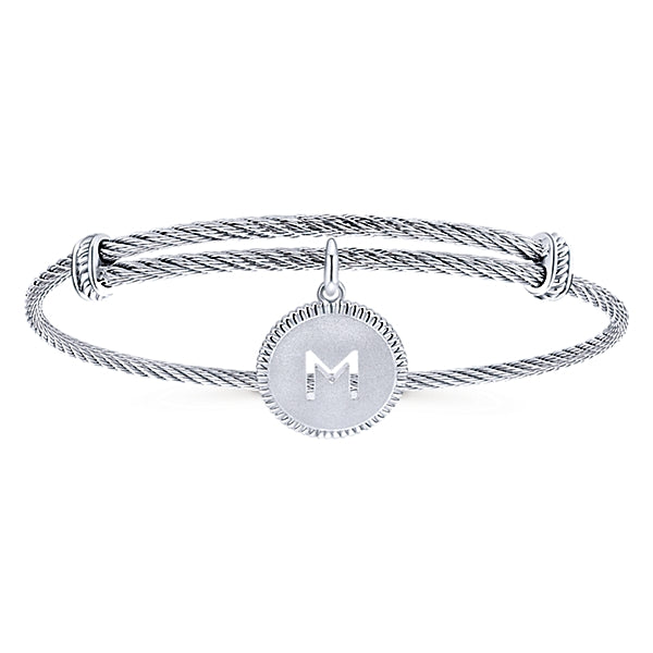 925 Silver/stainless Steel Initial Bangle