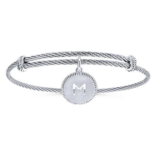 925 Silver/Stainless Steel Initial M Bangle