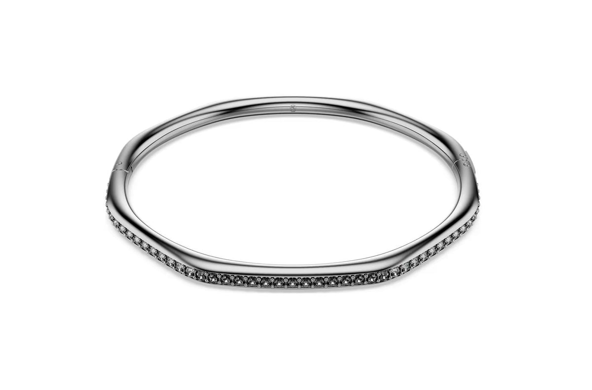 Dextera bangle Octagon shape, Round cut, White, Ruthenium plated