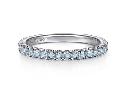 14K White Gold Blue Topaz Stackable Ring