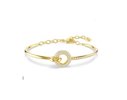 Dextera bangle Round cut, White, Gold-tone plated