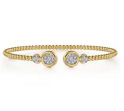 14k White And Yellow Gold Diamond Bujukan Bangle