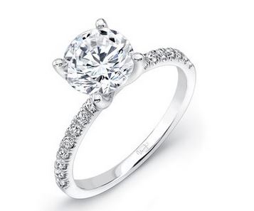 14K White Uneek Bofb Collection Straight Round Engagement Ring