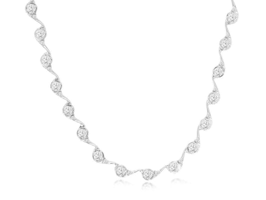 Lady's White 14 Karat Riviera Necklace Length 18 With = 2.90Tw Round I I1 Diamonds