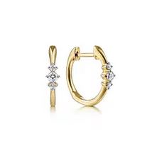14k Yellow Gold Diamond Huggie Earrings