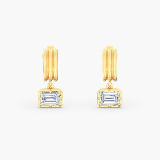 14K Yellow Emerald Lab Grown Drop Earrings