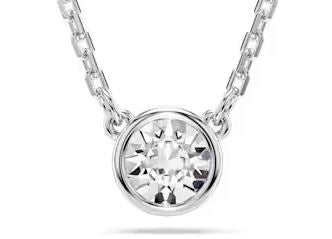 Imber pendant Round cut, White, Rhodium plated
