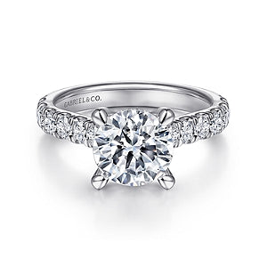 14K White Gold Round Diamond Engagement Ring