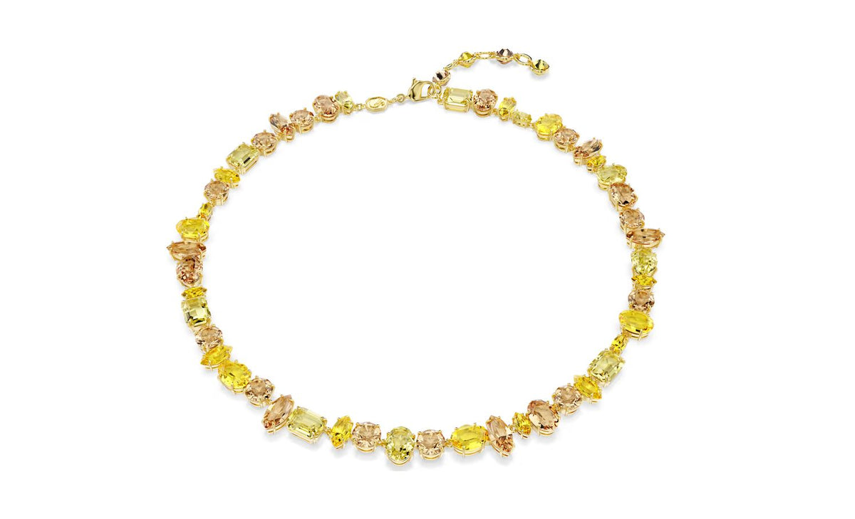 Gema necklace Mixed cuts, Yellow, 18K gold finish