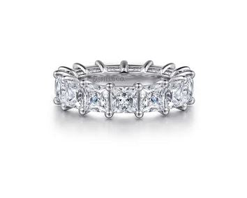 Alloy 14K White Gold Princess Cut Shared Prong Diamond Eternity Band