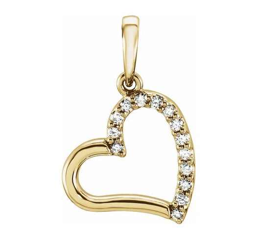 14K Yellow .07 CTW Natural Diamond Heart Pendant with 14K Yellow 1 mm Diamond-Cut Cable 18" Chain
