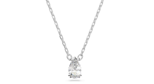 Stilla pendant Pear cut, White, Rhodium plated