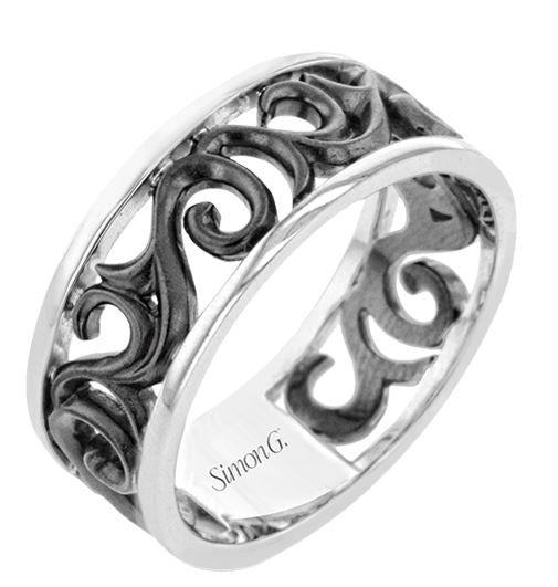 Gent's Two-Tone 14 Karat Gentleman Wedding Band Size 10 With 0.41Tw Round G Vs1 Diamonds