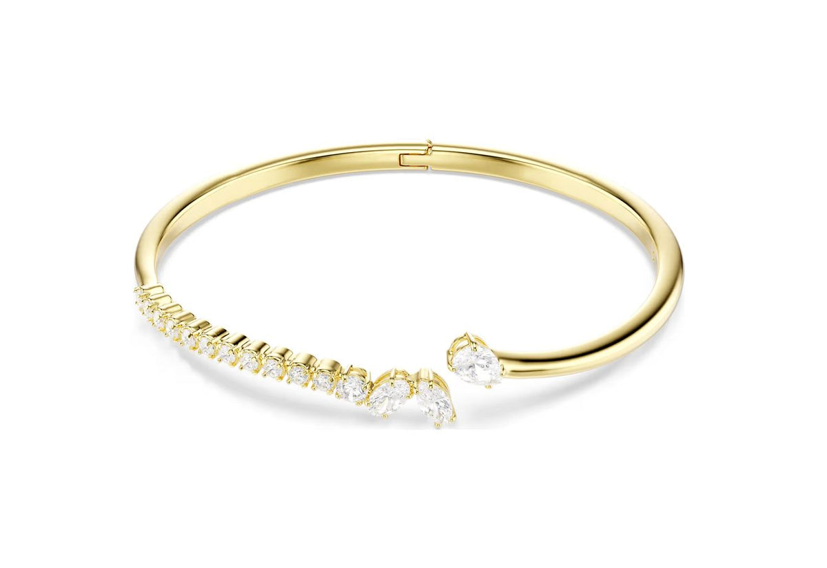 Mesmera bangle Mixed cuts, White, 18K gold finish