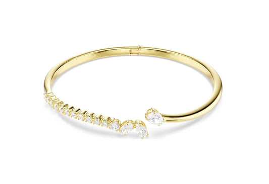 Mesmera bangle Mixed cuts, White, 18K gold finish