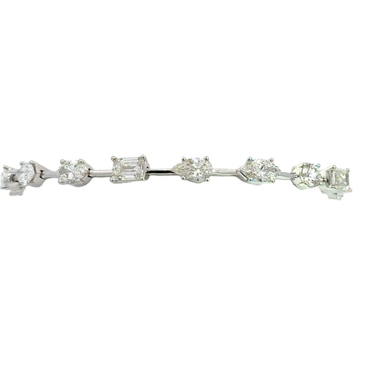 Lady's White 14 Karat Tennis Bracelet With 16 = 9.00Tw Various Shapes G/H Si2 Diamonds