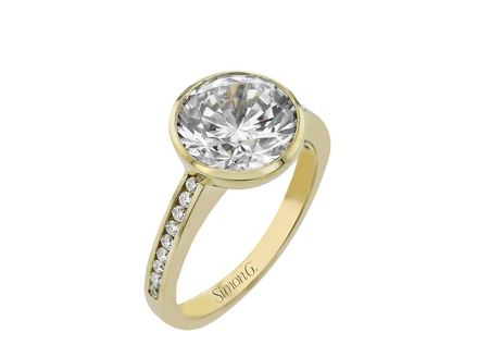 Yellow 18 Karat Bezel Ring Size 6.5 With = 0.17Tw Round G Vs1 Diamonds