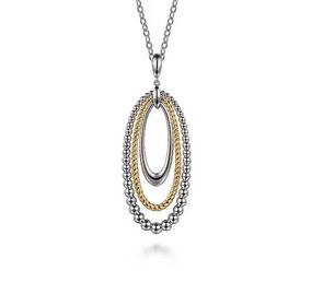925 Sterling Silver And 14k Yellow Gold Bujukan Rope Circle Pendant Necklace