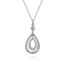 925 Sterling Silver White Sapphire Bujukan Teardrop Pendant Necklace